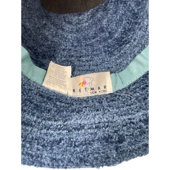 Vintage Blue Fuzzy Bucket Hat, Winter Fuzzy Bucket Hat, Betmar NY Hat - Picture 4 of 4